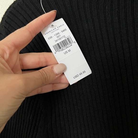 NWT American Eagle Black RIbbed Turtleneck Long-Sleeve Mini Dress sZ M - Picture 7 of 7